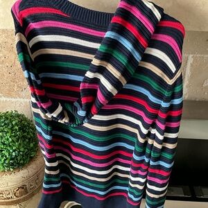 LOFT Multicolor Striped Cowl Neck Sweater